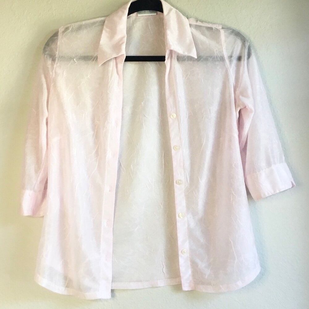 Vintage New Look sheer pink shirt fairy fairycore feminine Y2K S